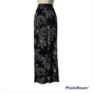 H&M Basic Casual Floral Pants Black & White Elastic Waist Size Small